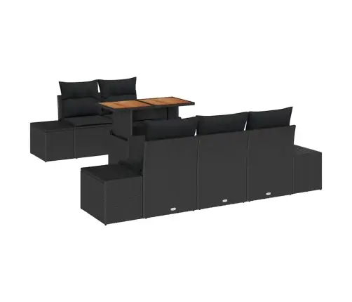 Sodo Sofų Rinkinys Su Saugykla 6 Pcs Juoda Poli Ratanas