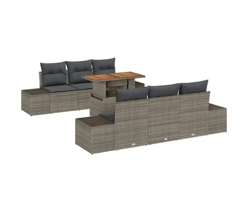 7 Daļu Dārza Dīvānu Komplekts Ar Spilveniem Pelēks Poliratanis Vidaxl