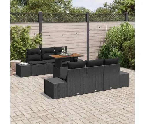 Sodo Sofų Rinkinys Su Saugykla 7 Pcs Juoda Poli Ratanas
