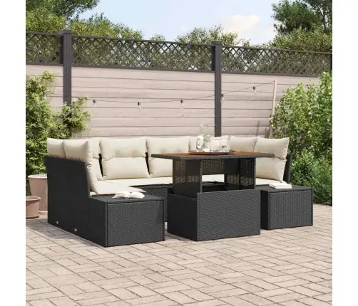 Aia Diivanikomplekt Ladustamisega 7 Pcs Must Polürooster