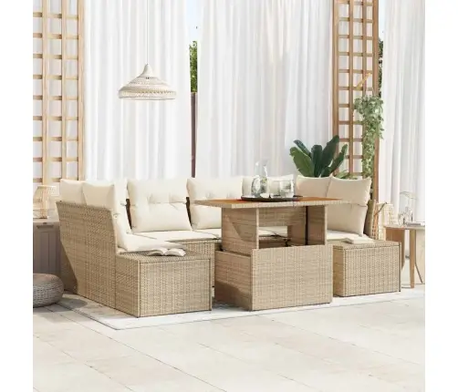 Aia Diivanikomplekt Ladustamisega 7 Pcs Beež Polürooster