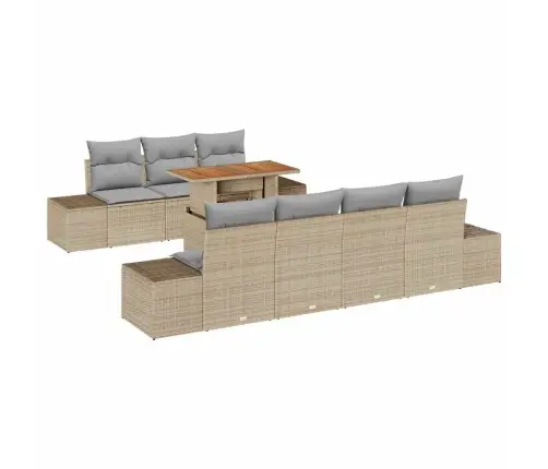 Sodo Sofų Rinkinys Su Saugykla 8 Pcs Smėlio Poli Ratanas