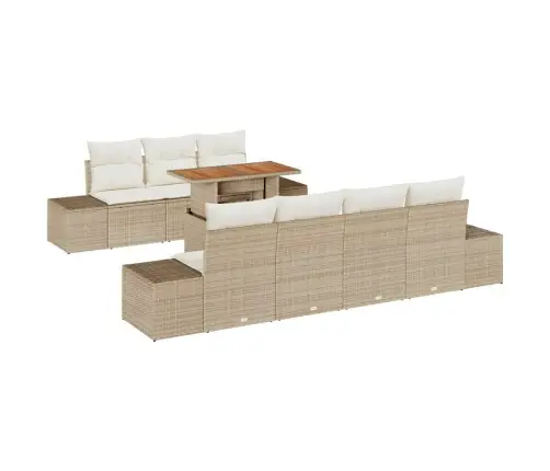 8 Daļu Dārza Dīvānu Komplekts Ar Spilveniem Bēšs Polietilēna Rotangpalma Vidaxl