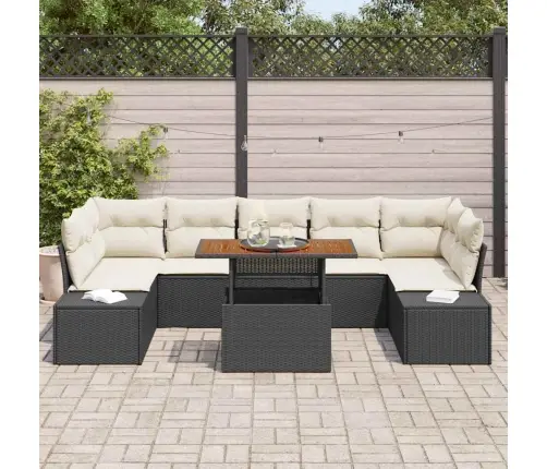 8 Daļu Dārza Dīvānu Komplekts Ar Spilveniem Melnā Polirattanā Vidaxl