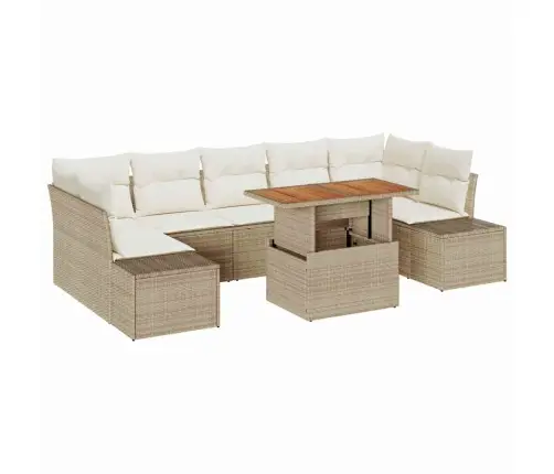 Sodo Sofų Rinkinys Su Saugykla 8 Pcs Smėlio Poli Ratanas