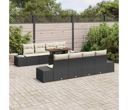 7 Gabalu Dārza Dīvāna Komplekts Ar Spilveniem Melna Poli Rotangpalma Vidaxl