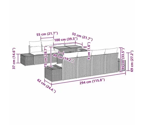 Aia Diivanikomplekt Ladustamisega 9 Pcs Hall Polürooster