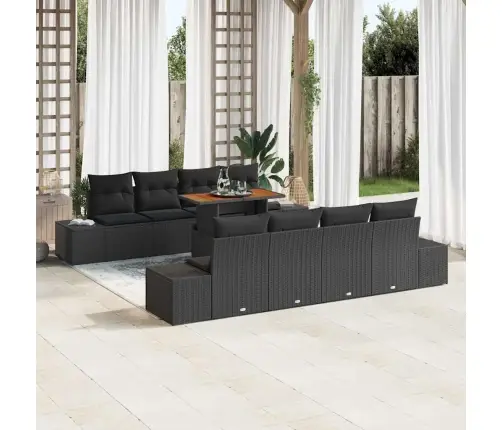 Vidaxl 7 Daļu Dārza Dīvānu Komplekts Ar Spilveniem, Melnajā Poli Rotangpalma