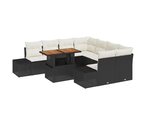 9 Daļu Dārza Dīvānu Komplekts Ar Spilveniem Melnā Poli Rotangpalmas Vidaxl