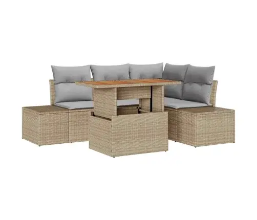 Dārza Dīvānu Komplekts 5 Pcs Bēša Poliūtu Rotangpalma Vidaxl