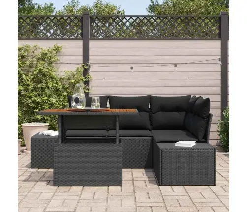 Dārza Dīvānu Komplekts 5 Pcs Melna Poliūtu Rotangpalma Vidaxl