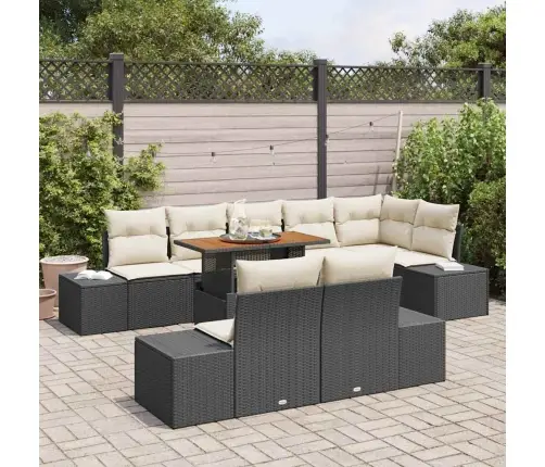 Sodo Sofų Rinkinys Su Saugykla 9 Pcs Juoda Poli Ratanas