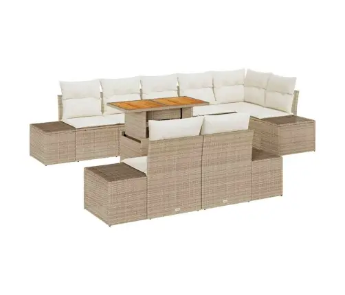 9 Daļu Dārza Sofa Komplekts Ar Spilveniem Bēšs Poli Rattan Vidaxl