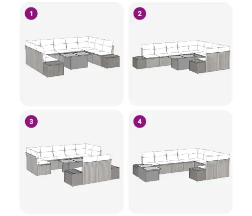 Sodo Sofų Rinkinys Su Saugykla 10 Pcs Smėlio Poli Ratanas