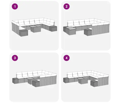 11 Daļu Dārza Dīvānu Komplekts Ar Spilveniem Bēšs Poli Rotangpalma Vidaxl