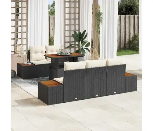 6 Gabalu Dārza Dīvānu Komplekts Ar Spilveniem Melnā Rotangpalmas Vidaxl