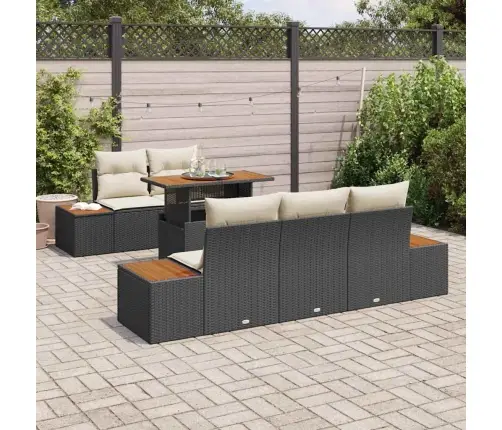 6 Gabalu Dārza Dīvānu Komplekts Ar Spilveniem Melnā Rotangpalmas Vidaxl