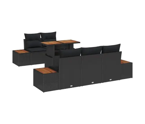 6 Daļīgs Dārza Dīvānu Komplekts Ar Spilveniem Melnā Rotangpalma Vidaxl