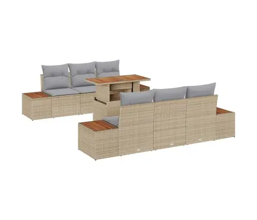 7 Daļu Dārza Dīvānu Komplekts Ar Spilveniem Bēšs Polietilēna Rotangpalma Vidaxl