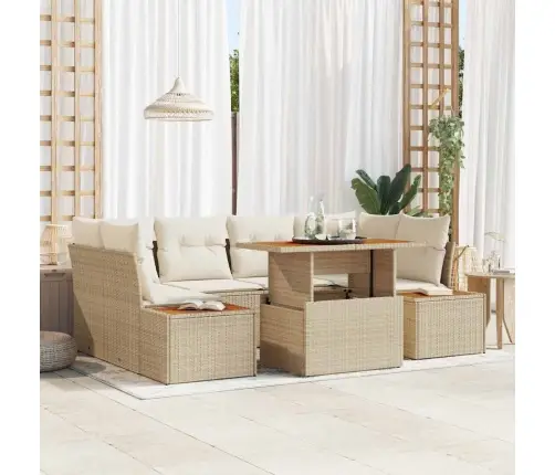 Aia Diivanikomplekt Ladustamisega 7 Pcs Beež Polürooster