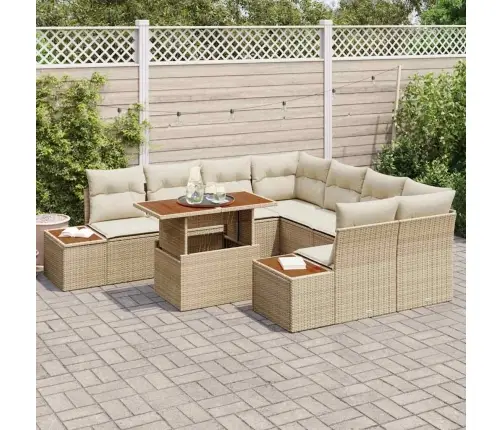 Aia Diivanikomplekt Ladustamisega 9 Pcs Beež Polürooster