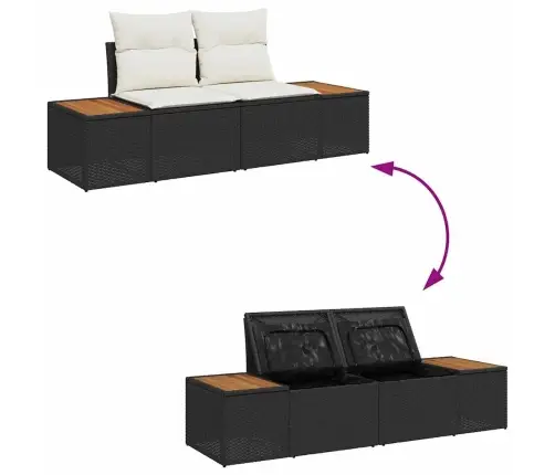 Sodo Sofų Rinkinys Su Saugykla 6 Pcs Juoda Poli Ratanas