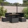 Sodo Sofų Rinkinys Su Saugykla 5 Pcs Juoda Poli Ratanas