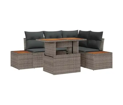 Dārza Dīvānu Komplekts 5 Pcs Pelēka Poliūtu Rotangpalma Vidaxl