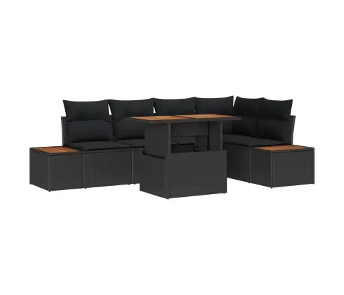 Sodo Sofų Rinkinys Su Saugykla 6 Pcs Juoda Poli Ratanas