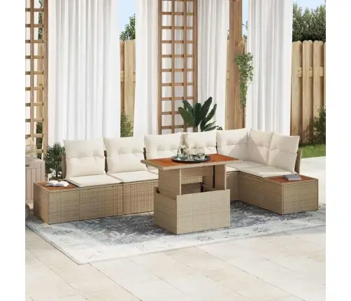 Aia Diivanikomplekt Ladustamisega 7 Pcs Beež Polürooster