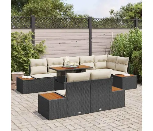 9 Daļīgais Dārza Dīvānu Komplekts Ar Spilveniem Melnajā Poli Rotangpalmas Vidaxl