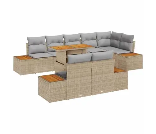 Sodo Sofų Rinkinys Su Saugykla 9 Pcs Smėlio Poli Ratanas