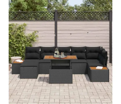 Dārza Dīvānu Komplekts 8 Pcs Melna Poliūtu Rotangpalma Vidaxl