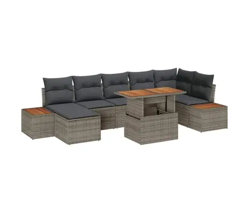 Dārza Dīvānu Komplekts 8 Pcs Pelēka Poliūtu Rotangpalma Vidaxl