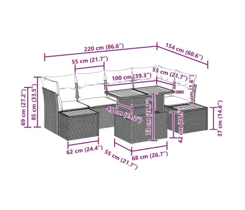 Aia Diivanikomplekt Ladustamisega 10 Pcs Must Polürooster