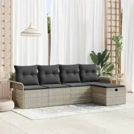 Sodo Sofų Rinkinys 5 Pcs Šviesiai Pilka 251 X 117 X 85 Cm