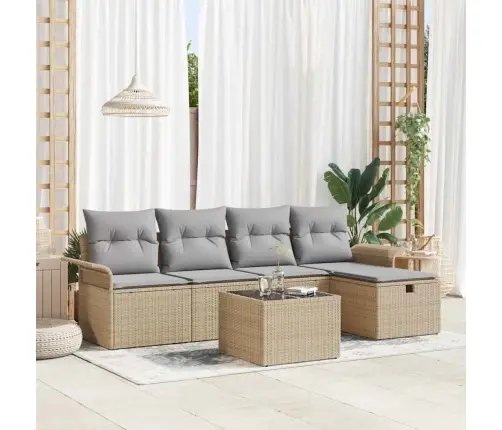 6 Gabalu Dārza Dīvānu Komplekts Ar Spilveniem, Bēšs, Poli Rotangpalma Vidaxl 6 Gabalu Dārza Dīvānu Komplekts Ar Spilveniem, Bēšs, Poli Rotangpalma Vidaxl