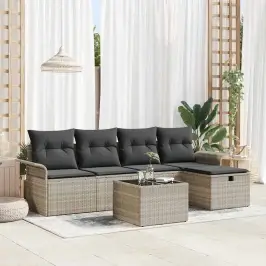 Dārza Dīvānu Komplekts 6 Pcs Gaiši Pelēka 251 X 117 X 85 Cm Vidaxl