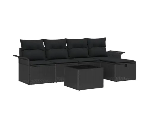 Dārza Dīvānu Komplekts Ar Spilvenu 6 Pcs Melna Poliratāns Vidaxl