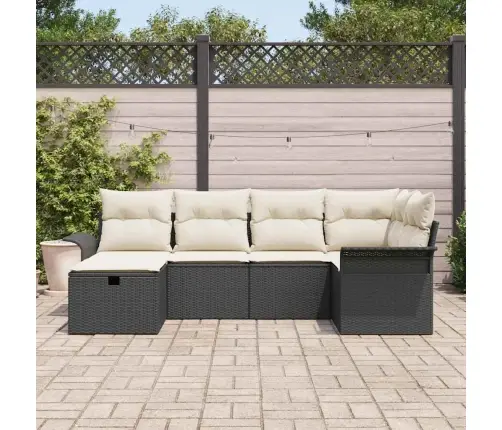 6 Gabalu Dārza Dīvānu Komplekts Ar Spilveniem Melna Poli Rotangpalma Vidaxl