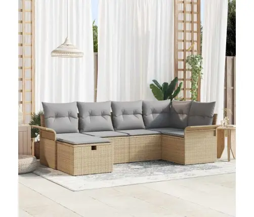 Sodo Sofų Rinkinys 6 Pcs Bežinė Ir Šviesiai Pilka Poliratanas