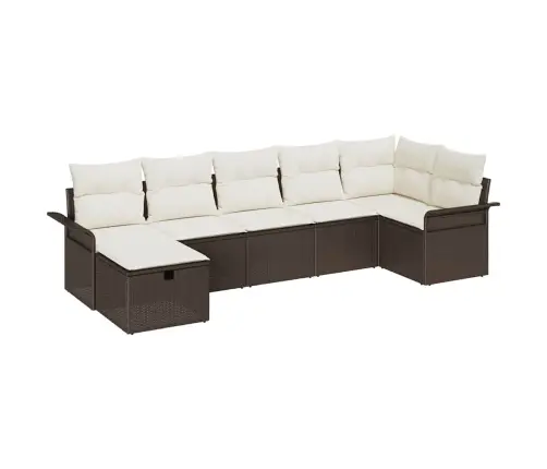 7 Daļu Dārza Dīvānu Komplekts Ar Spilveniem Brūnā Poli Rotangpalmas Vidaxl