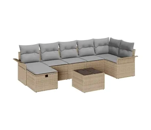 8 Gabalu Dārza Dīvānu Komplekts Ar Spilveniem Bēšs Poli Rotangpalma Vidaxl