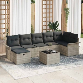 Dārza Dīvānu Komplekts 8 Pcs Gaiši Pelēka 297.5 X 132.5 X 85 Cm Vidaxl