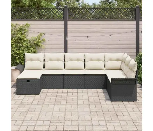 Aia Diivanikomplekt Padjaga 8 Pcs Must Ja Kreem Polürotang