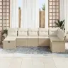 Sodo Sofų Rinkinys Su Pagalve 8 Pcs Smėlio Ir Kreminės Spalvos