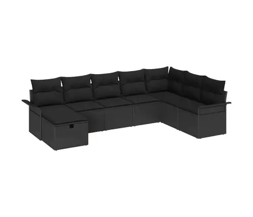 Dārza Dīvānu Komplekts Ar Spilvenu 8 Pcs Melna Poliratāns Vidaxl