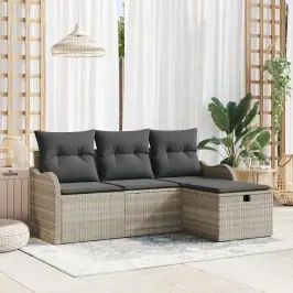 Dārza Dīvānu Komplekts 4 Pcs Gaiši Pelēka 176 X 117 X 85 Cm Vidaxl