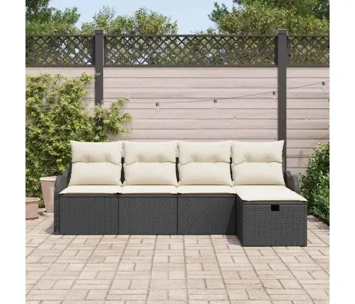 Dārza Dīvānu Komplekts 4 Daļas Melna Un Balta Vidaxl