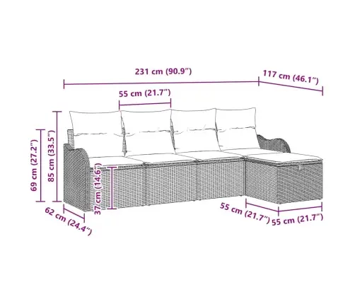 Aia Diivanikomplekt Padjaga 5 Pcs Helehall Polürooster